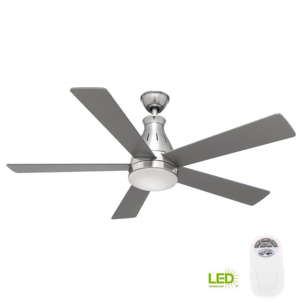 48 Inch Ceiling Fan Light Kit Remote Control 5 Blade Air Cooling Indoor Nickel
