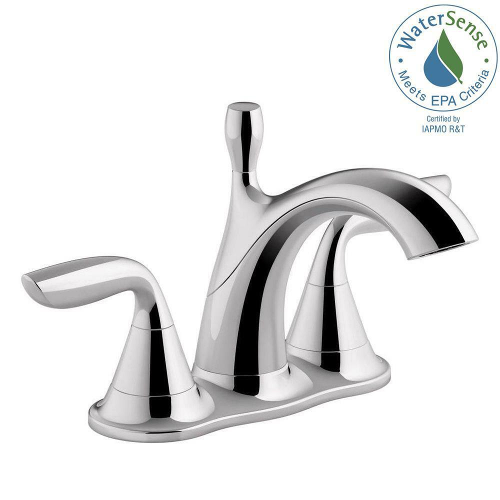 Kohler K-R21995-4D-BN Elmbrook Center Set Bathroom Sink Faucet Brushed Nickel