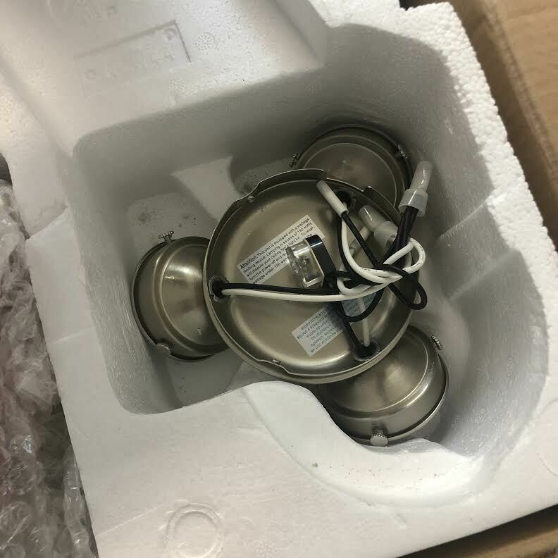 Home Ceiling Fan Light Kit 44 In. 5 Blades No Nickel Finish Housing Cover AS IS