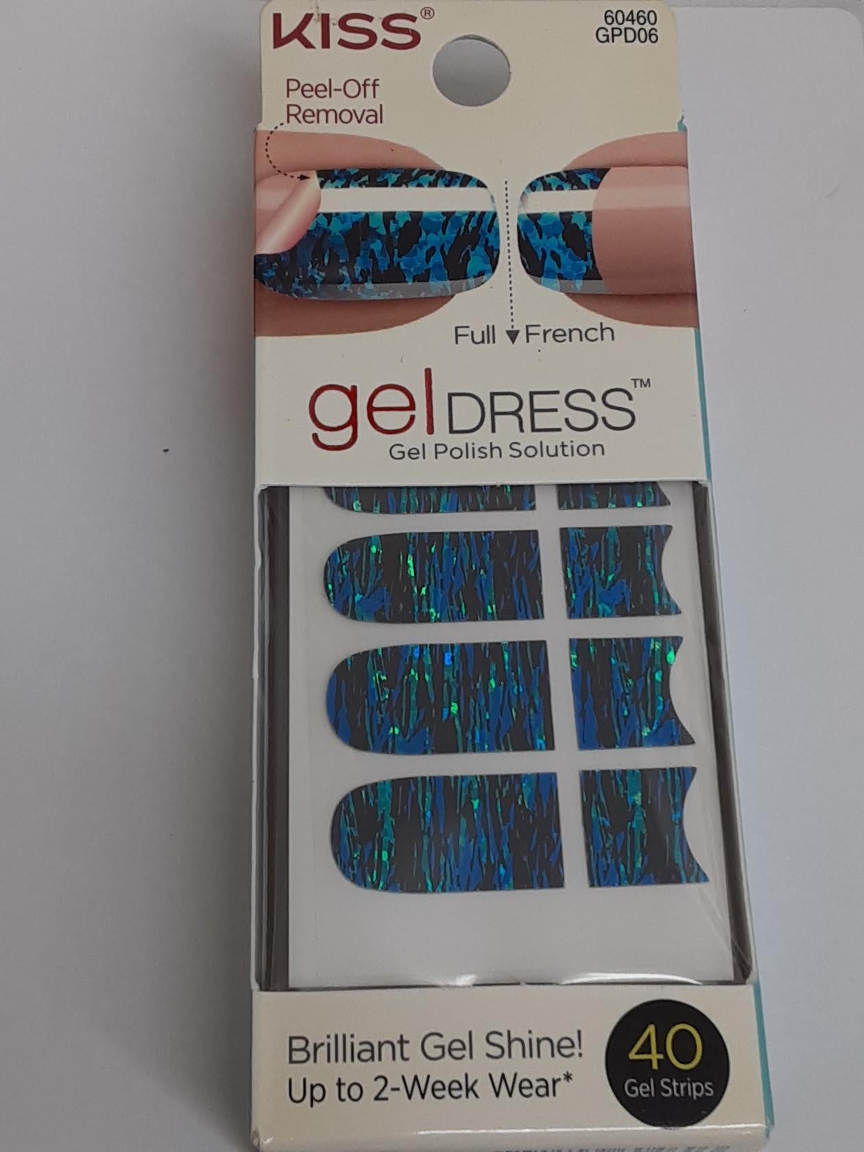 Kiss Gel Dress 60460-After Midnight 40 ct 20 full/ french Gel Strips (one) NEW