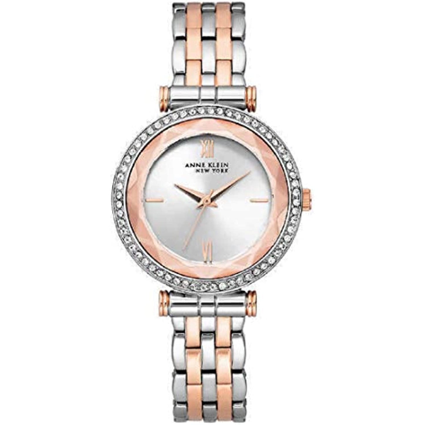 Anne Klein New York 12/2303SVRT Two-Tone Brass Swarovski Crystal Watch NO BOX
