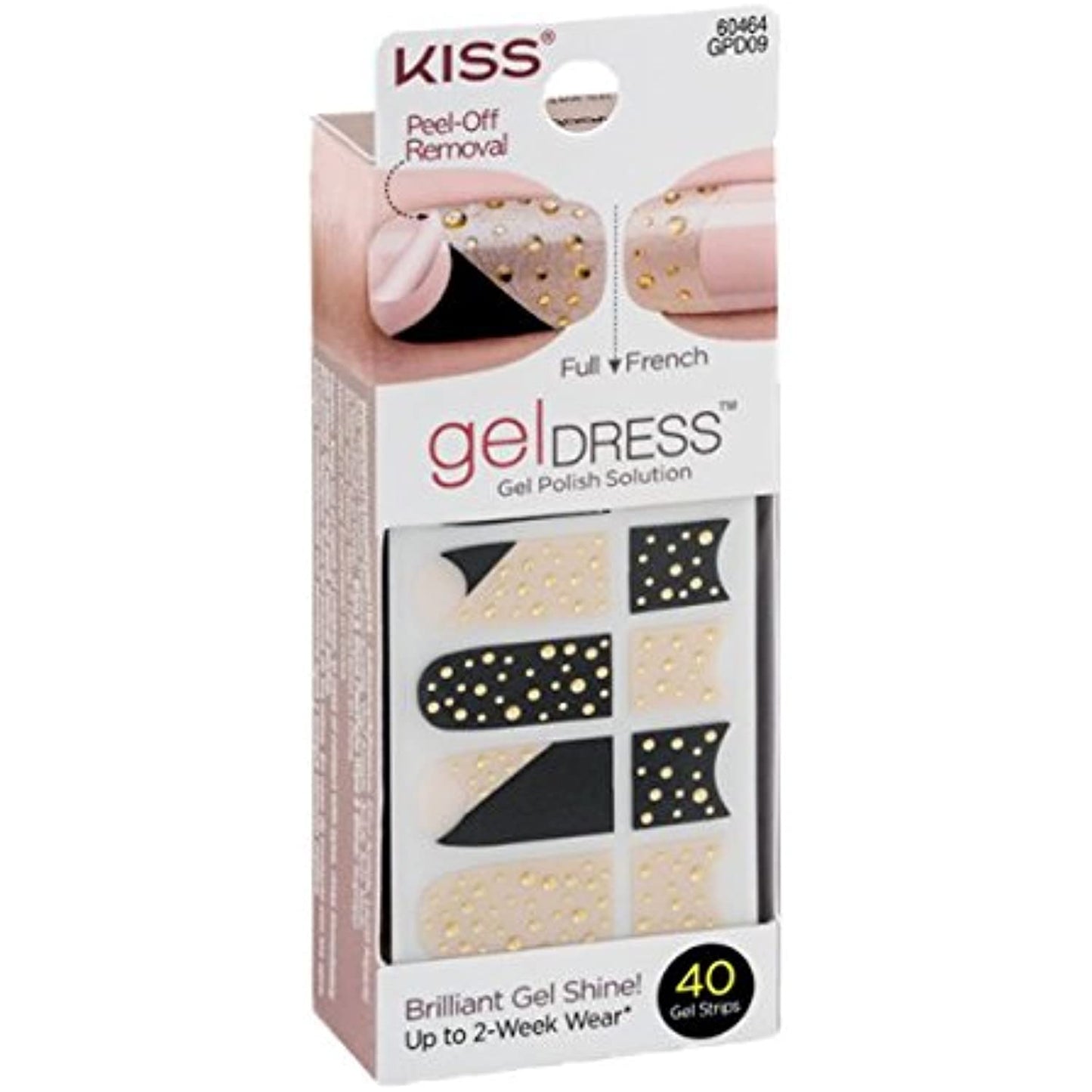 Kiss Gel Dress 60464 'Sweet Melody' 40 Gel Strips-20 Full/20 French, (one)