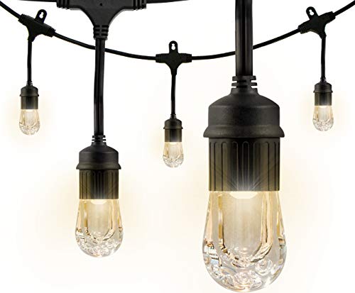 Enbrighten Classic LED Cafe String Lights, Black, 12 Foot Length, Warm 2700K