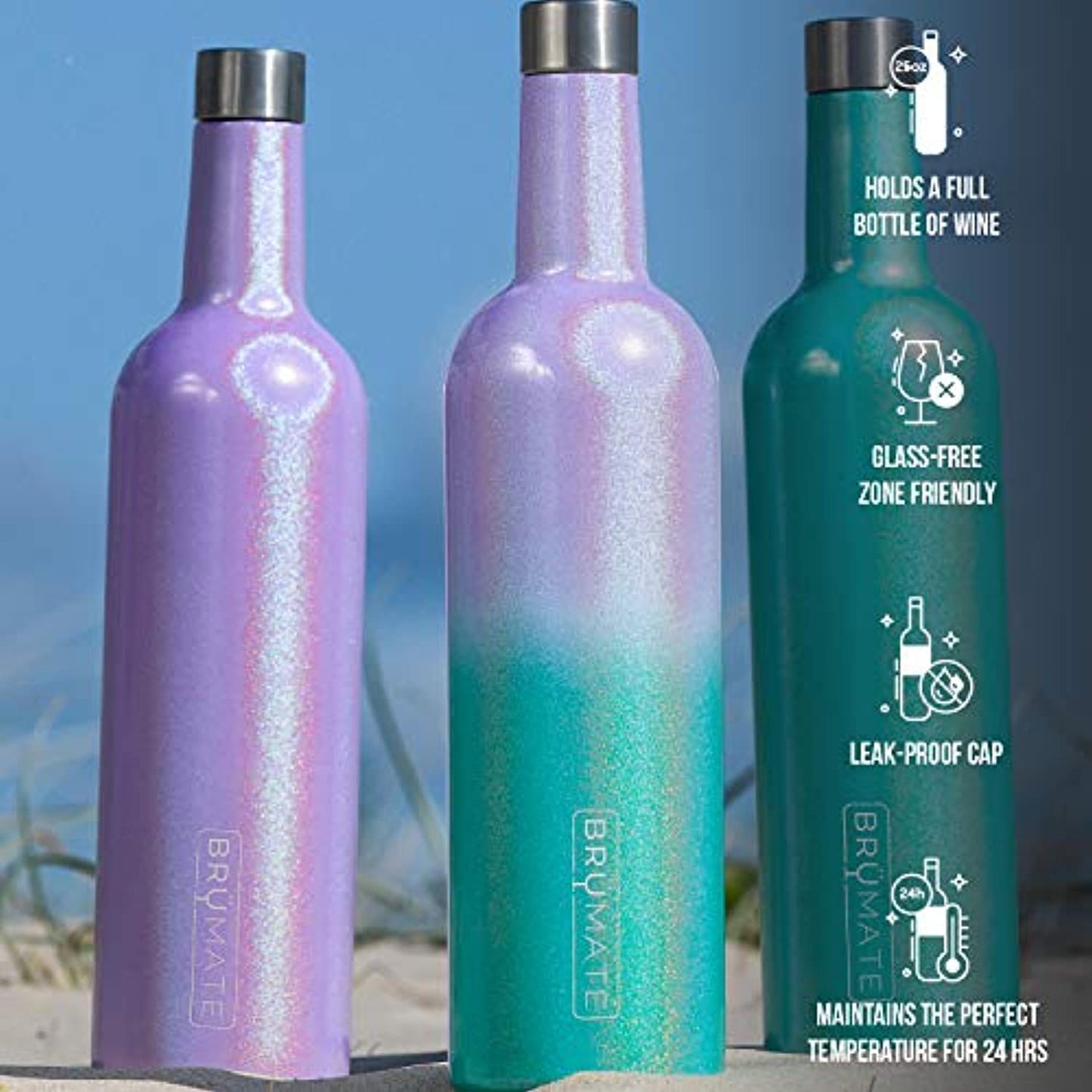 BrüMate Winesulator 25 Oz Triple-Walled Insulated Wine Canteen Made Of Stainless