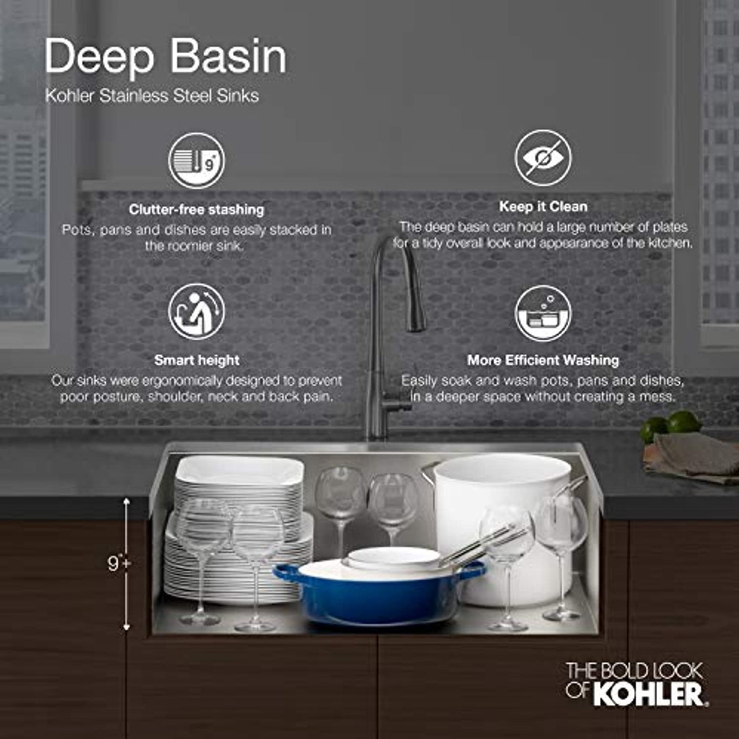 KOHLER One Bowl - Apron Sink- 5415-NA Stainless Steel- 34" x 21"