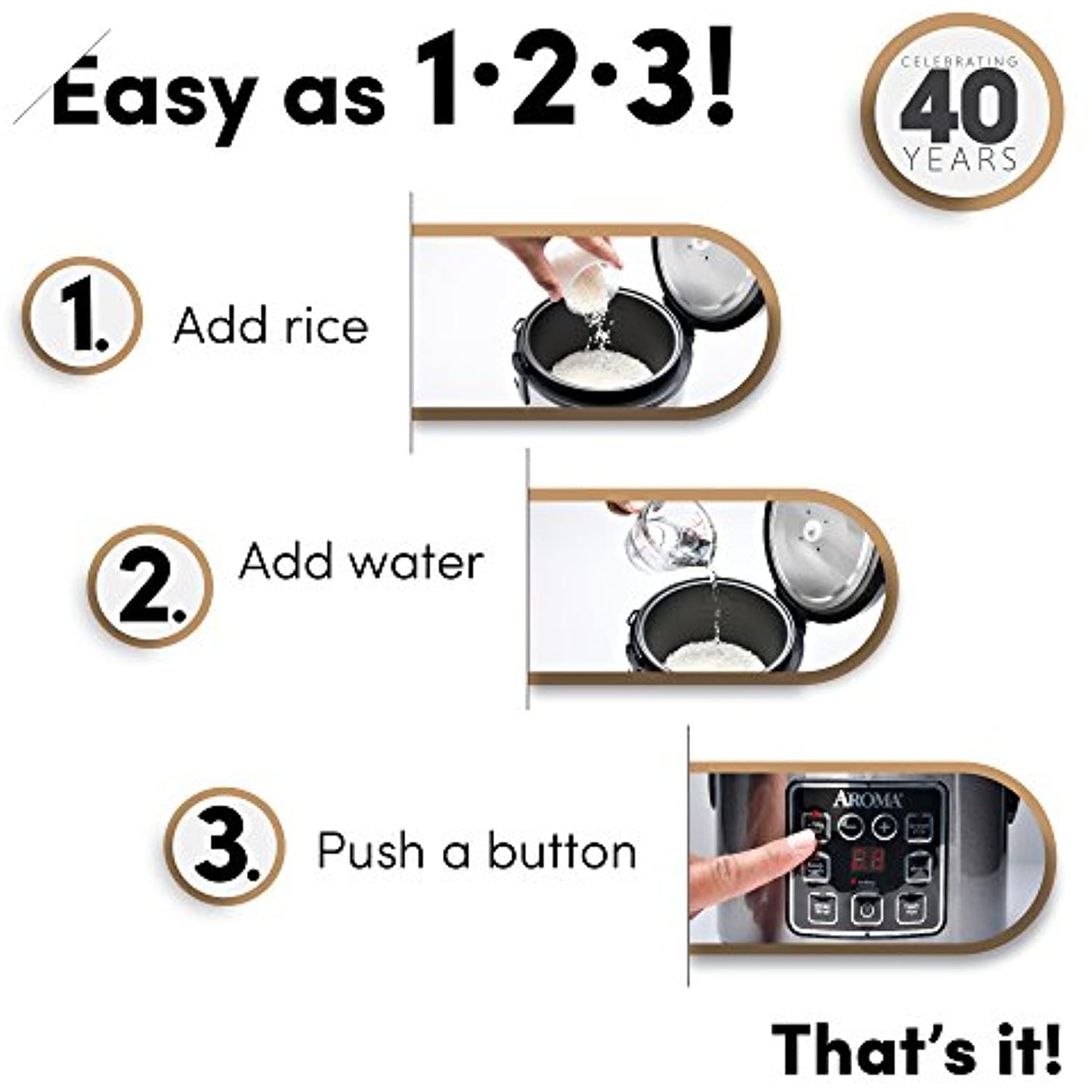 Aroma 8-Cup/ 2 Quarts, Rice & Grain MultiCooker Stainless Steel - OPEN BOX