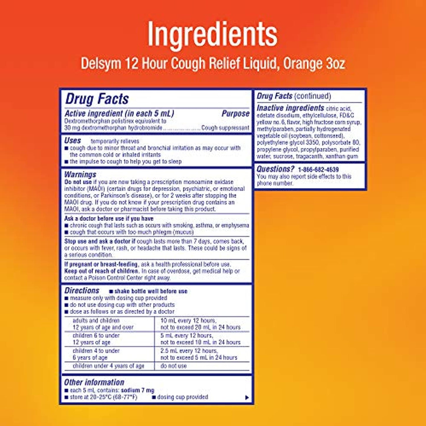 Lot of 6 Delsym Cough Suppressant Liquid Orange Flavor 3 oz each EXP 01/23
