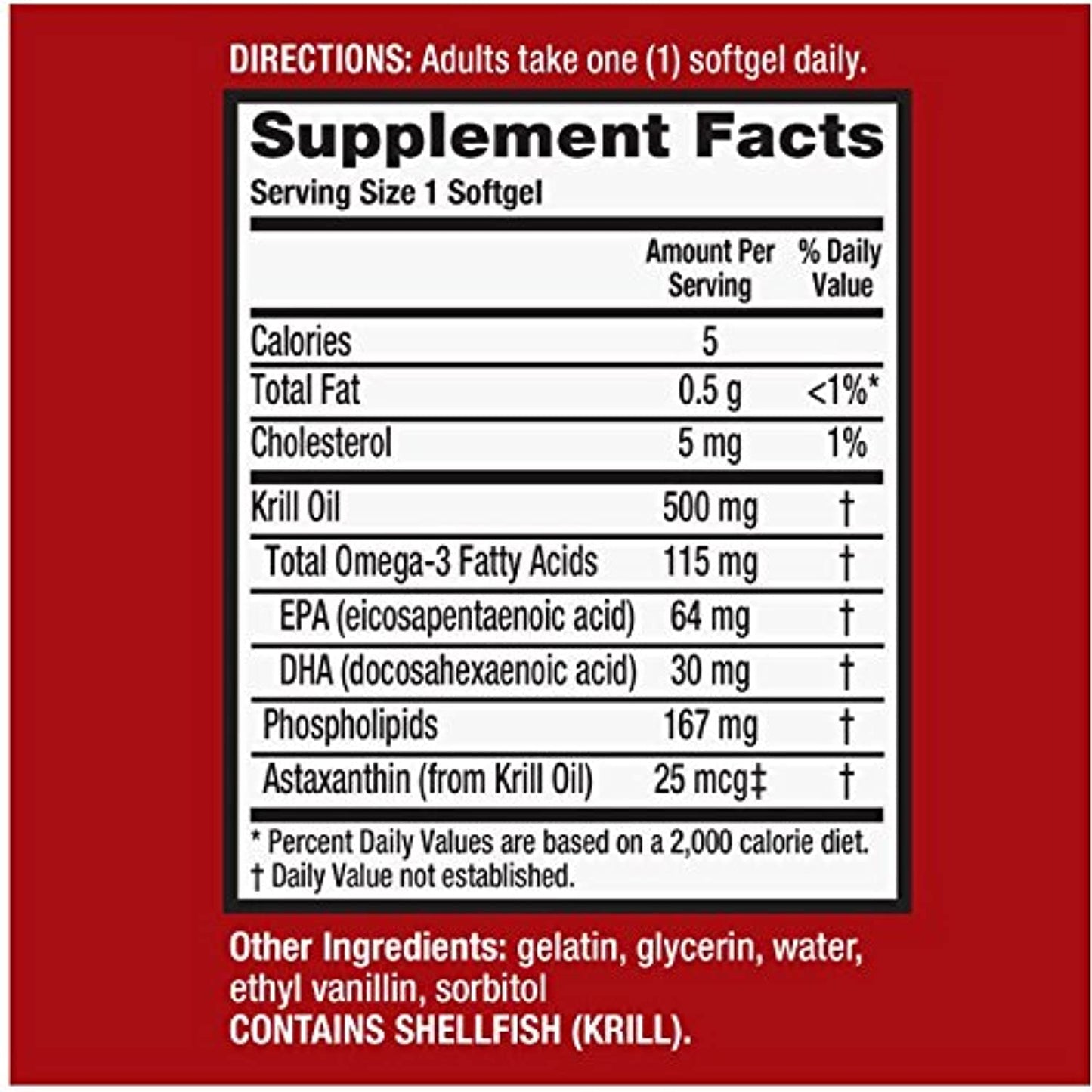MegaRed 500mg Extra Strength Omega-3 Krill Oil (80 Count) No Box Exp 8/2022