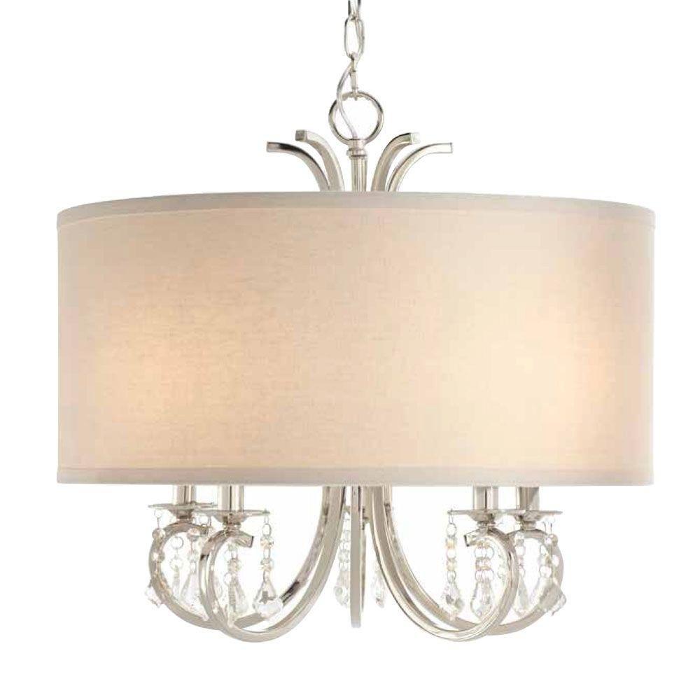 Home Decorators Collection 5-Light - Nickel Drum Pendant Chandelier with Beads