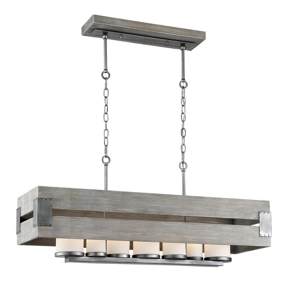 Home Decorators 26365-GRY Ackwood Collection 7-Light Grey Missing 1 Glass