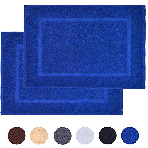 Alurri 4 Pack Bath Mat 100% Cotton Extra Wide 21" x 34" Inch - Blue