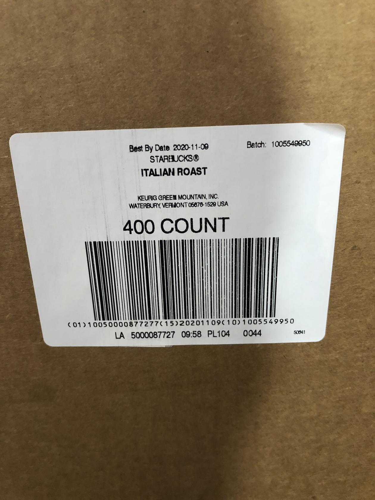 400 Starbucks Italian Dark Roast K Cups Best Before November 2020