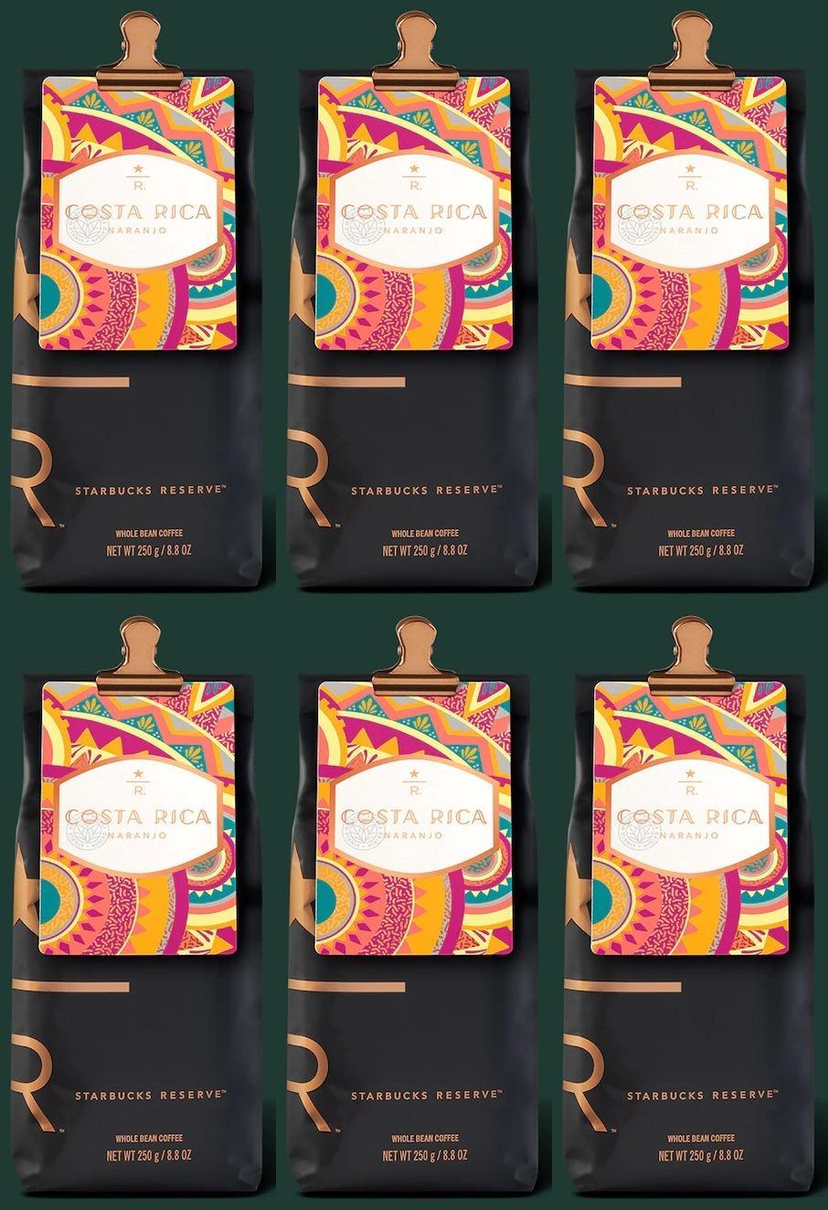 6 PACK Starbucks Reserve Costa Rica Naranjo Whole Bean 8.8oz Best Before 3/2021