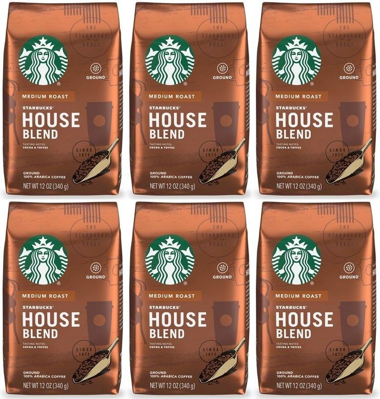 6 PACK Starbucks House Blend Ground Coffee 12oz each Best Before 2/2021