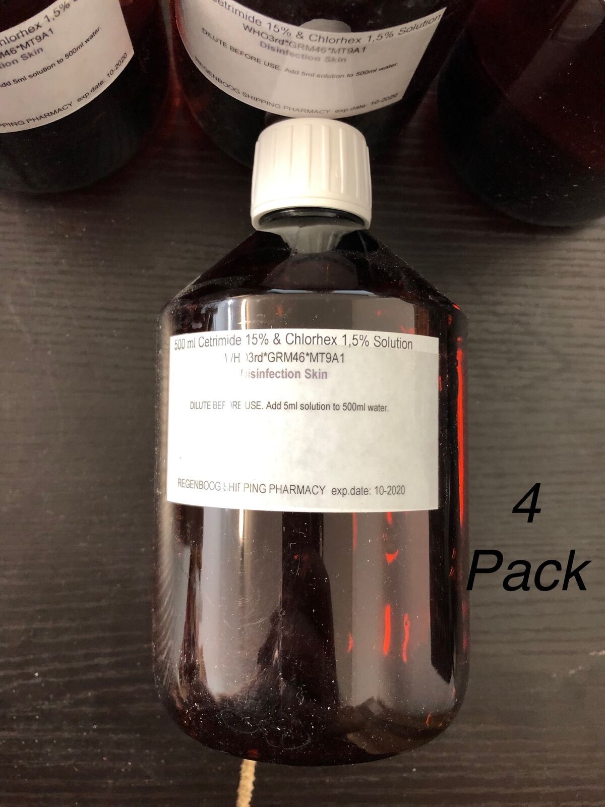 4 pack 500 ml Cetrimide 15% & Chlorhex 1.5% Solution Disinfection Skin