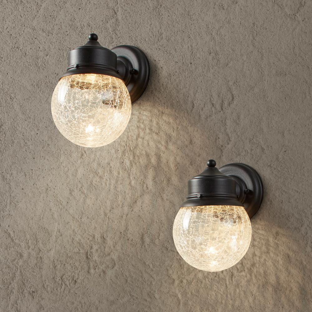 Hampton Bay Sandy Black Outdoor LED Wall Mount Lantern (2-Pack)