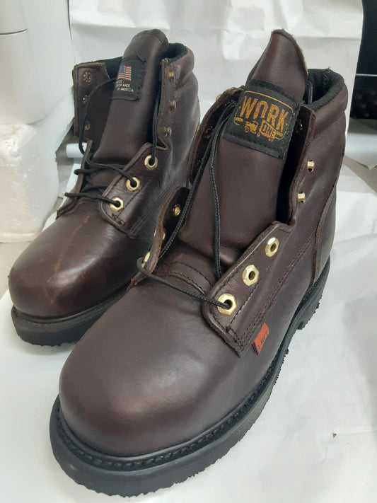 88156 Work One Men's 6" Steel Toe Work Boots,Brown,4.5 D (USED)