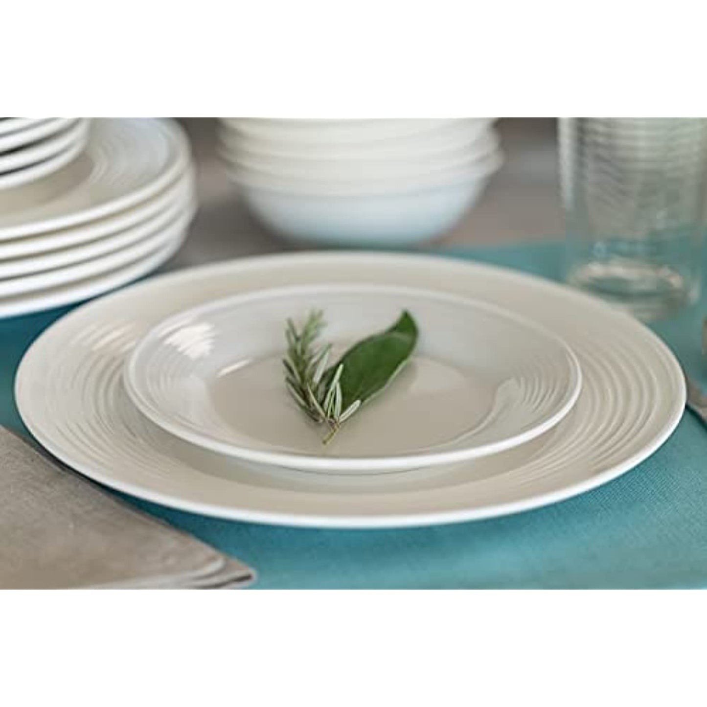 10 Strawberry Street Nova White Round 62-Piece Dinnerware Set, Service for 6