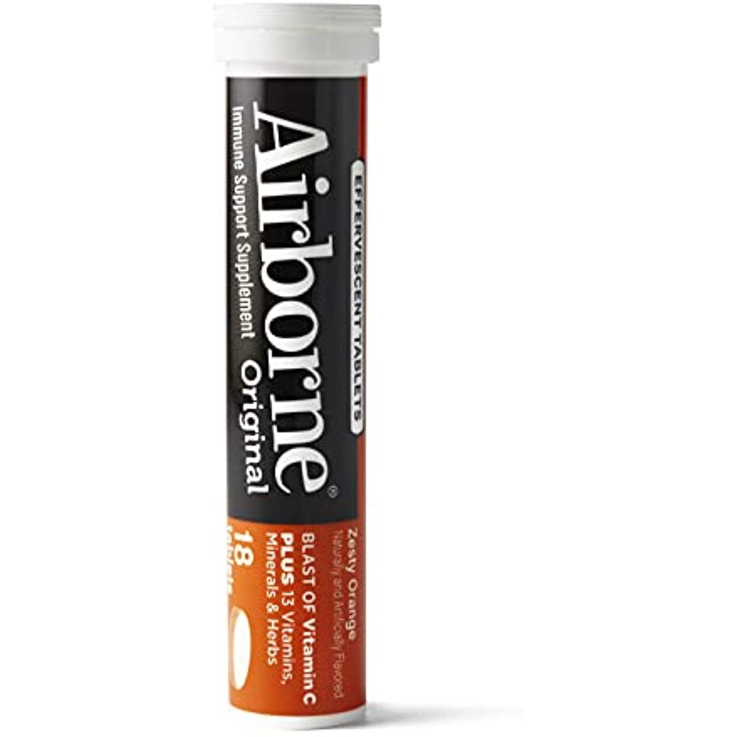 Airborne Vitamin C 1000mg (per serving) - Zesty Orange Effervescent Tablets (36 count in a box), Gluten-Free Immune Support Supplement With Vitamins A C E, ZINC, Selenium, Echinacea & Ginger