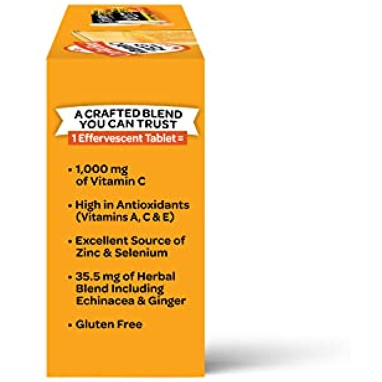 Airborne Vitamin C 1000mg (per serving) - Zesty Orange Effervescent Tablets (36 count in a box), Gluten-Free Immune Support Supplement With Vitamins A C E, ZINC, Selenium, Echinacea & Ginger