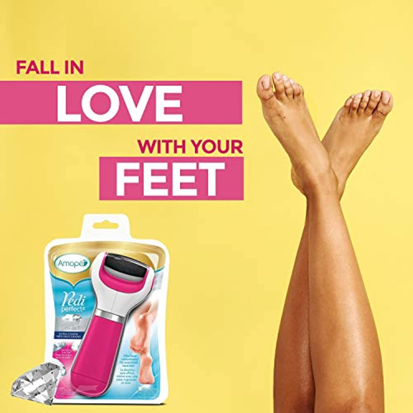 Amope Electronic Foot Filer Pedi Perfect With Avec Diamond Crystals, open box