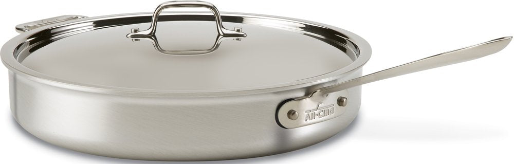 All-Clad 7406 MC2 Professional Master Chef 2 Stainless Steel Bi-Ply Bonded Oven Safe PFOA Free Saute Pan with Lid Cookware, 6-Quart, Silver
