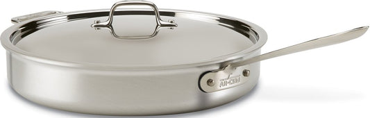 All-Clad 7406 MC2 Professional Master Chef 2 Stainless Steel Bi-Ply Bonded Oven Safe PFOA Free Saute Pan with Lid Cookware, 6-Quart, Silver