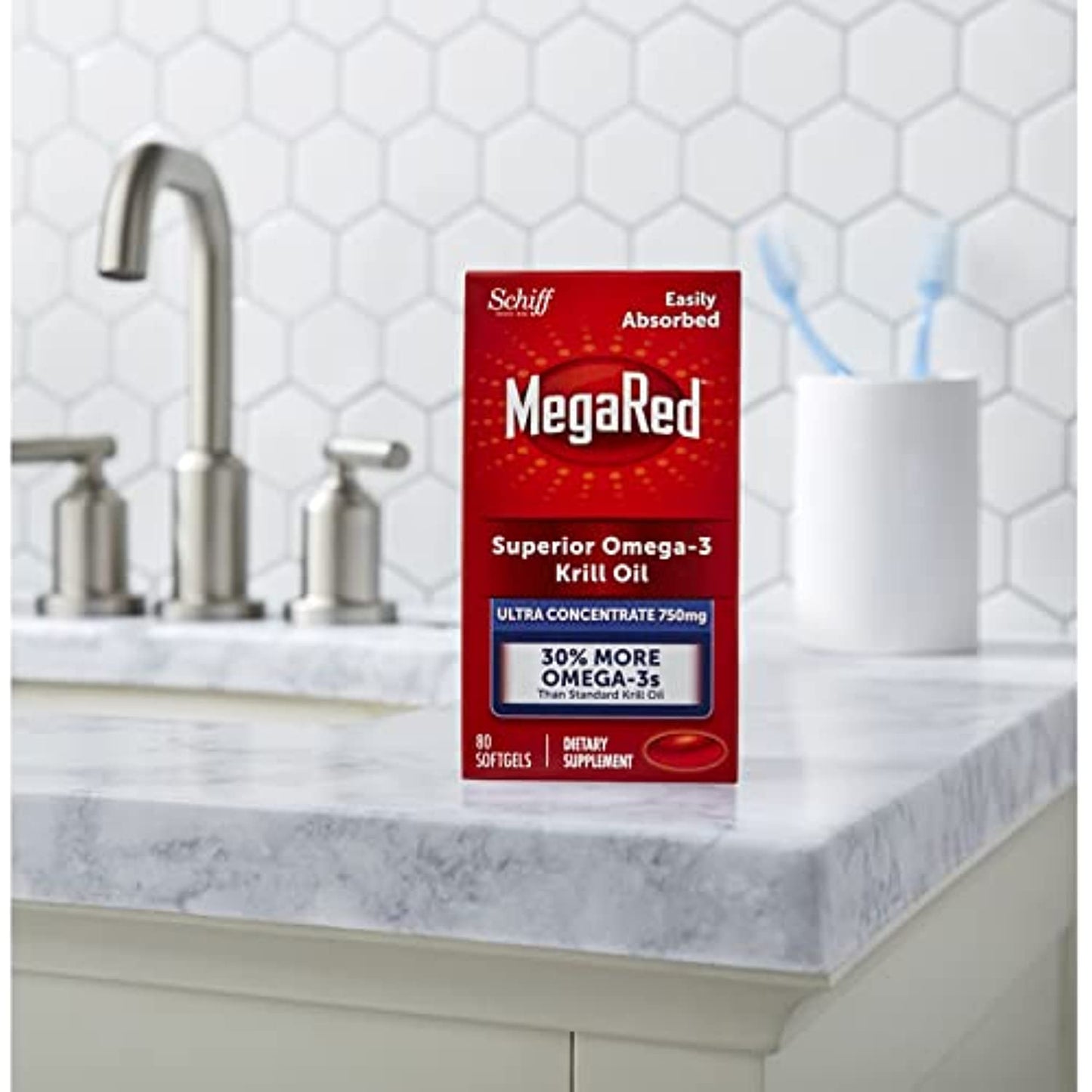 750mg Omega-3 Krill Oil Supplement, MegaRed Ultra Strength Softgels (80 Count in a Box), Has No Fishy Aftertaste and Has EPA & DHA Plus Antioxidant Astaxanthin