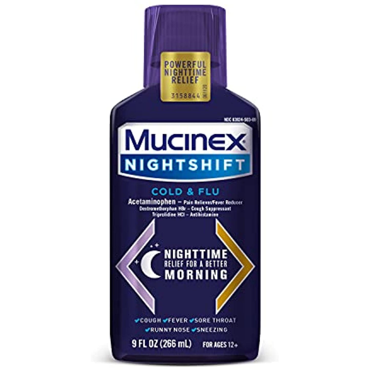 4 Pack Mucinex Nightshift Cold & Flu Liquid, 9 Fl Oz EXP 11/2021