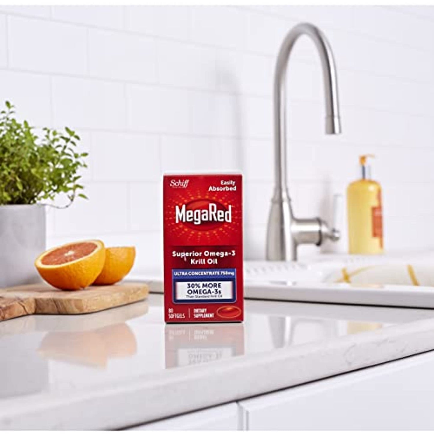 750mg Omega-3 Krill Oil Supplement, MegaRed Ultra Strength Softgels (80 Count in a Box), Has No Fishy Aftertaste and Has EPA & DHA Plus Antioxidant Astaxanthin