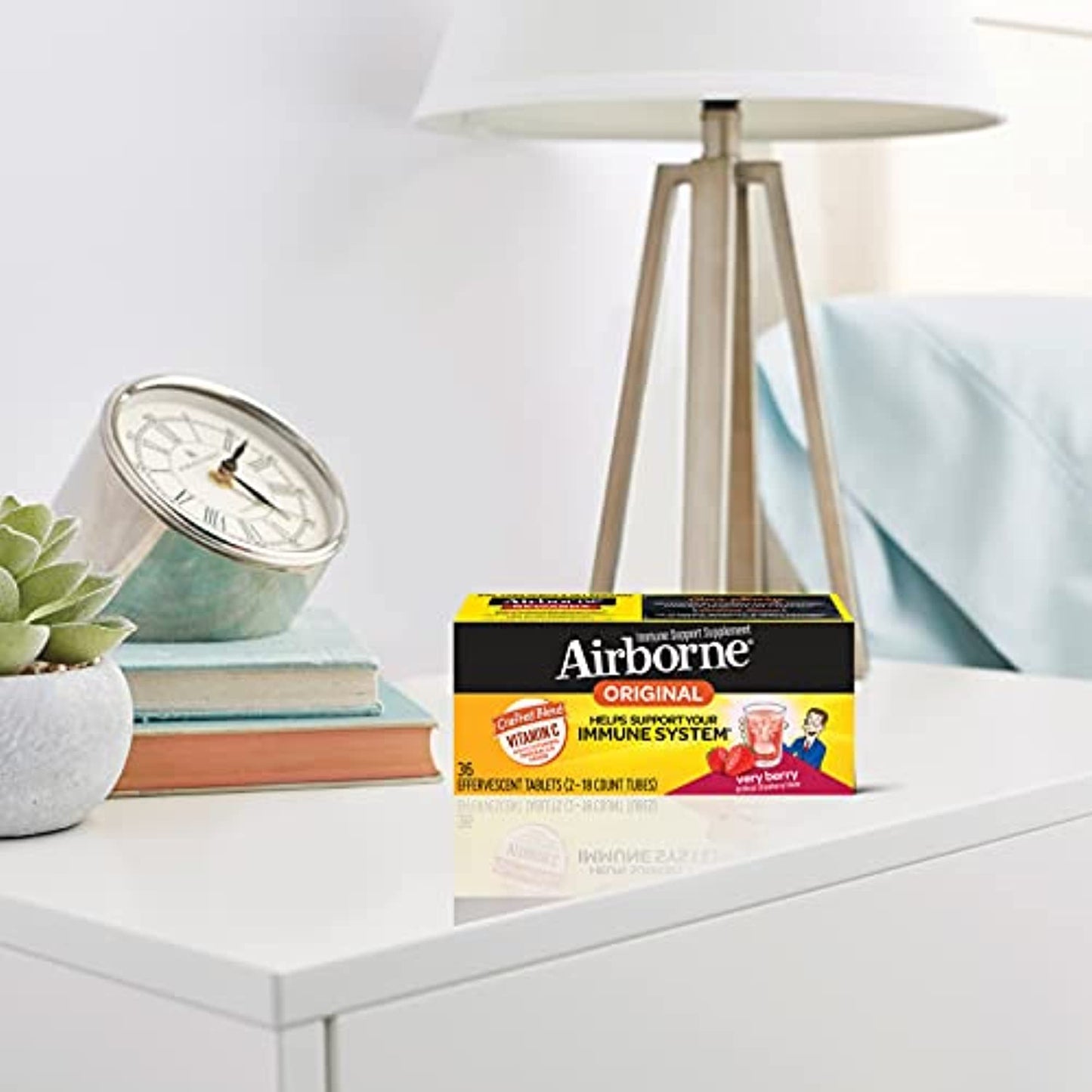 Airborne Vitamin C 1000mg (per serving) - Very Berry Effervescent Tablets (36 count in a box), Gluten-Free Immune Support Supplement, With Vitamins A C E, ZINC, Selenium, Echinacea & Ginger