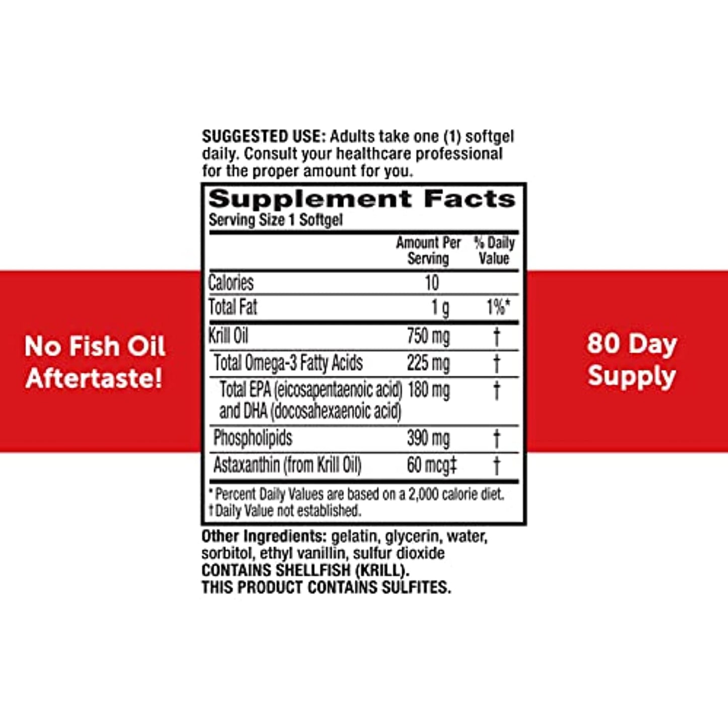 750mg Omega-3 Krill Oil Supplement, MegaRed Ultra Strength Softgels (80 Count in a Box), Has No Fishy Aftertaste and Has EPA & DHA Plus Antioxidant Astaxanthin