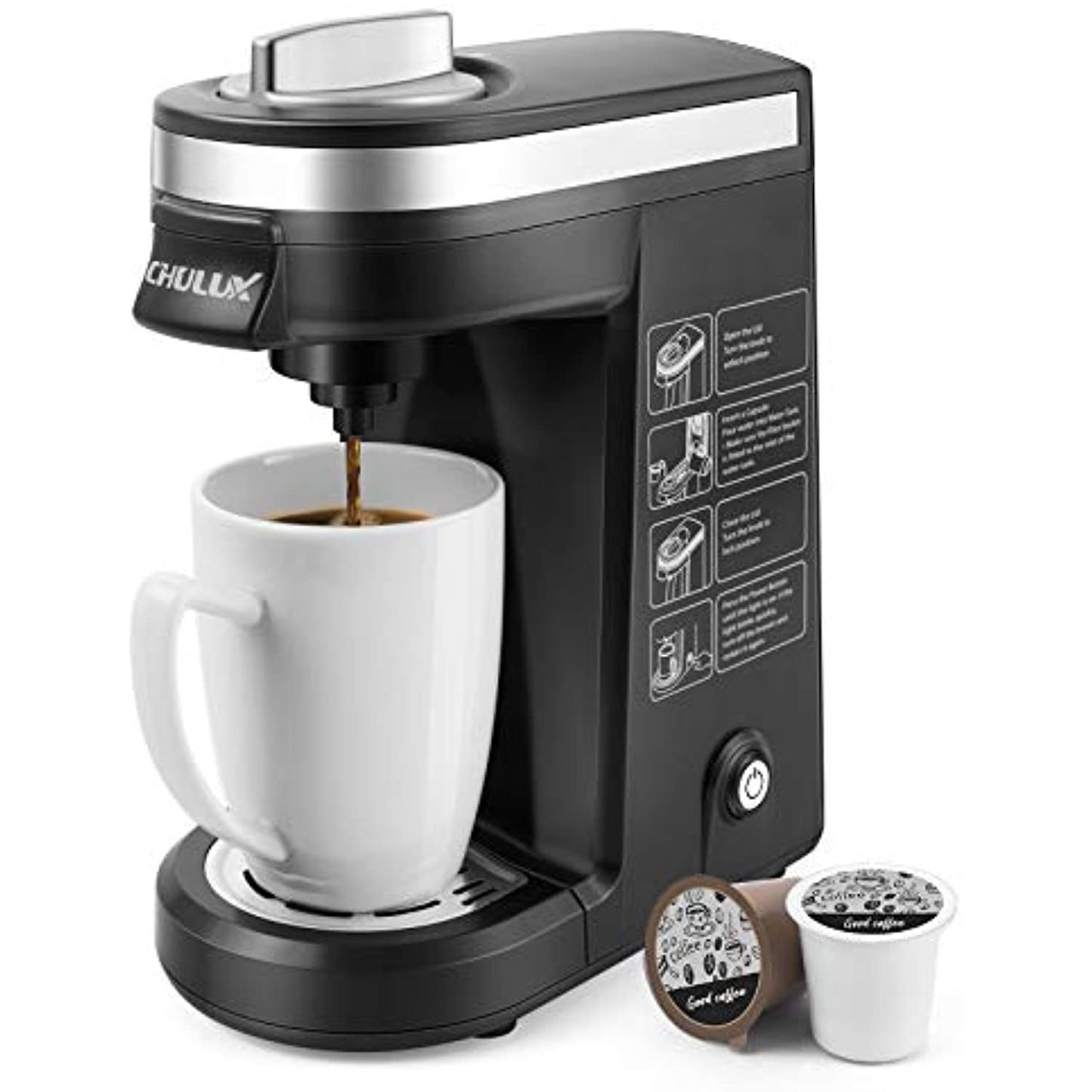 CHULUX Single Kcup Serve Coffee Maker Brewer with 12 Oz Reservoir, Black *USED*
