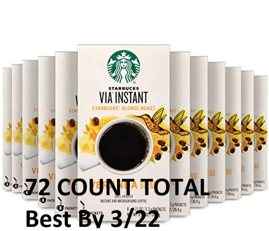 72 COUNT Starbucks VIA Veranda Instant Coffee Blonde Roast READ DESCRIPTION