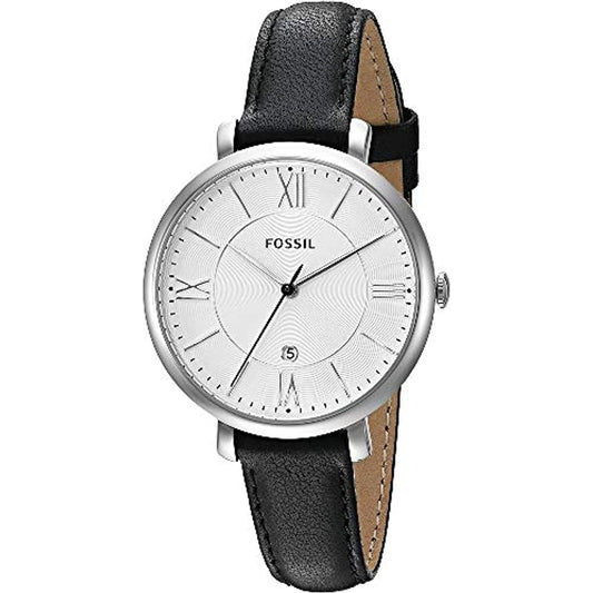 Fossil Women's Jacqueline Quartz Stainless Steel Leather Silver Black  NO BOX