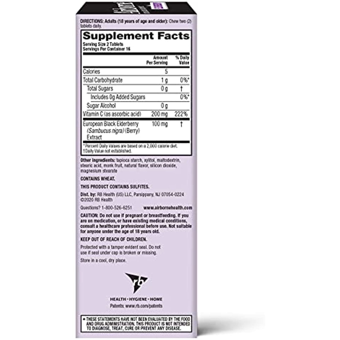 Airborne Immune Support Supplement Elderberry Flavor 32 Chews Tablets 6/2023