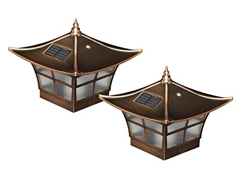 Classy Caps Candle Solar Post Cap, Copper, 2 Pack, Ambience 4"x4", NO WIRING!