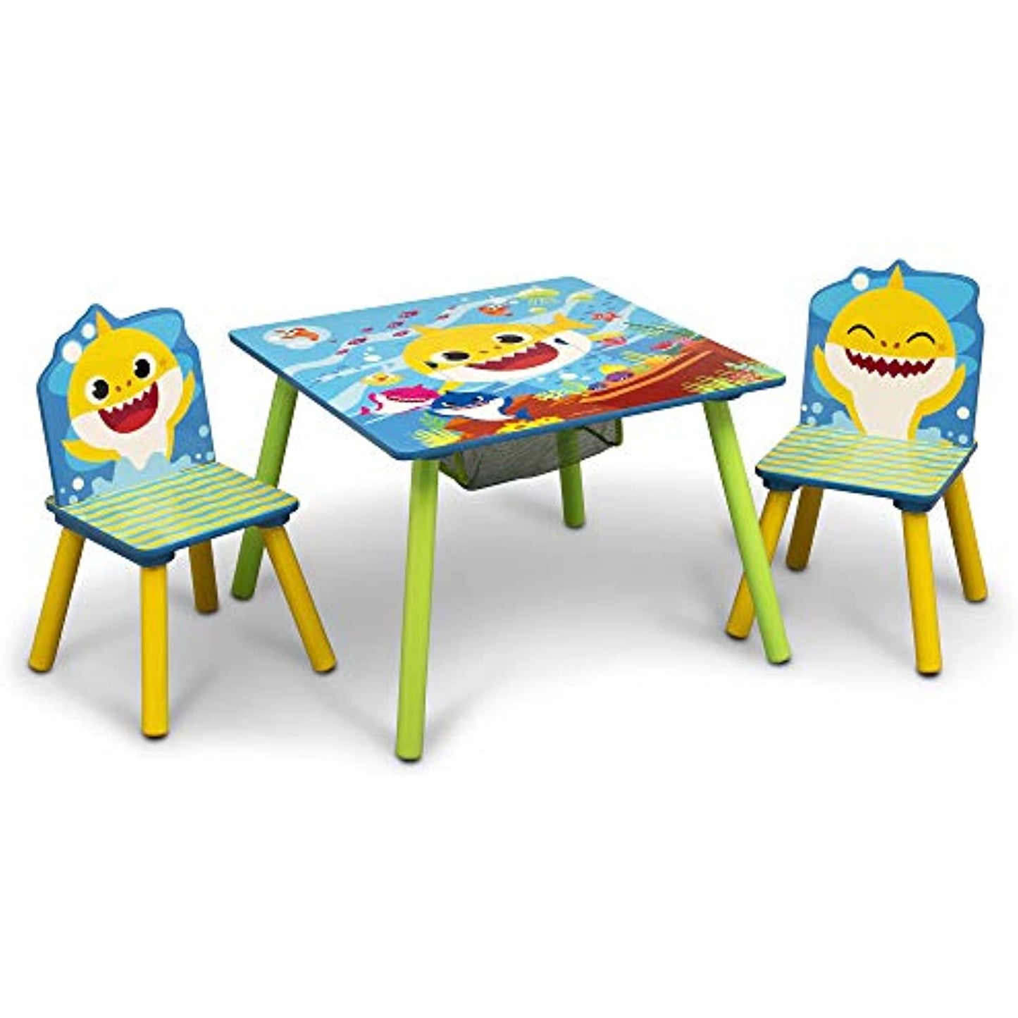 Baby Shark Kids Table and Chair Set with Storage (2 Chairs Included)  OPEN BOX