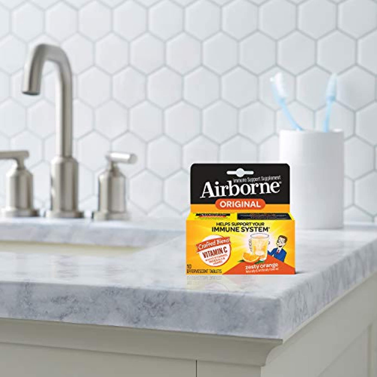Airborne Original Vitamin C Zesty Orange Effervescent Tablets 10ct 4PK Exp 9/22+
