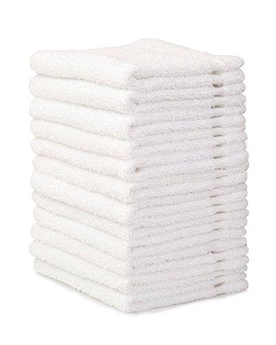 Alurri Washcloth Towel Set, 12-Pack, Extra Soft Cotton Fingertip Towels, Highly Absorbent, Machine Washable, 13" x 13" Mini Multi-Purpose, Ideal for Gym, Spa, Face Cleansing, House Cleaning. (White)