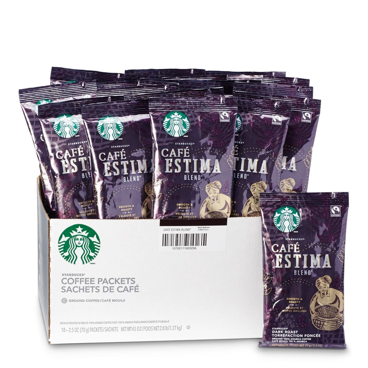 72 PACK Starbucks Cafe Estima Ground Packs 2.5 oz Bags Best Before January 2020
