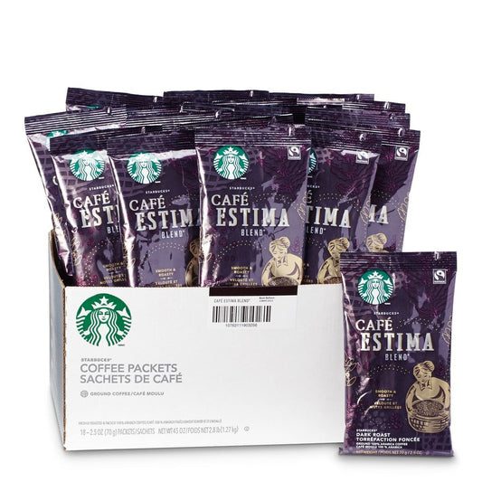 72 PACK Starbucks Cafe Estima Ground Packs 2.5 oz Bags Best Before January 2020