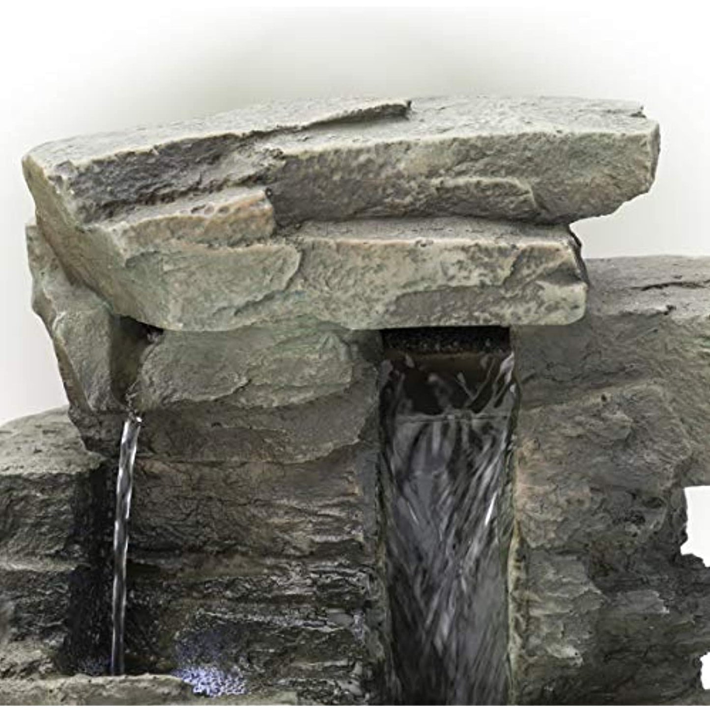 Alpine Cascading Tabletop Fountain with LED Lights- 13" Tall- Dark Grey open box
