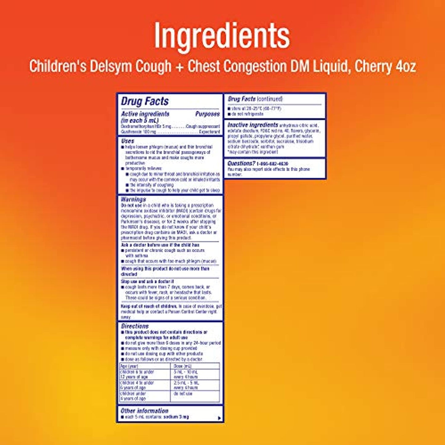 Delsym Children's DM Cough + Chest Congestion Relief Liquid, Cherry, 4oz