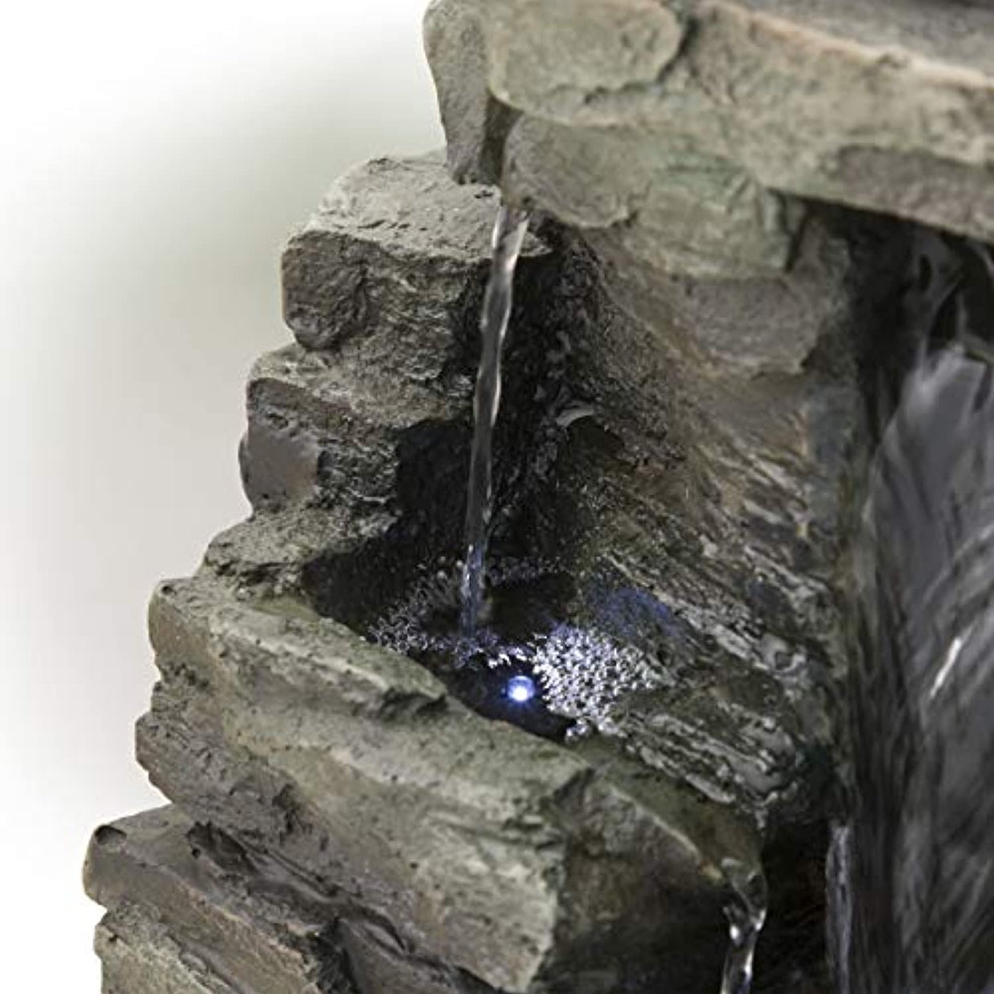 Alpine Cascading Tabletop Fountain with LED Lights- 13" Tall- Dark Grey open box