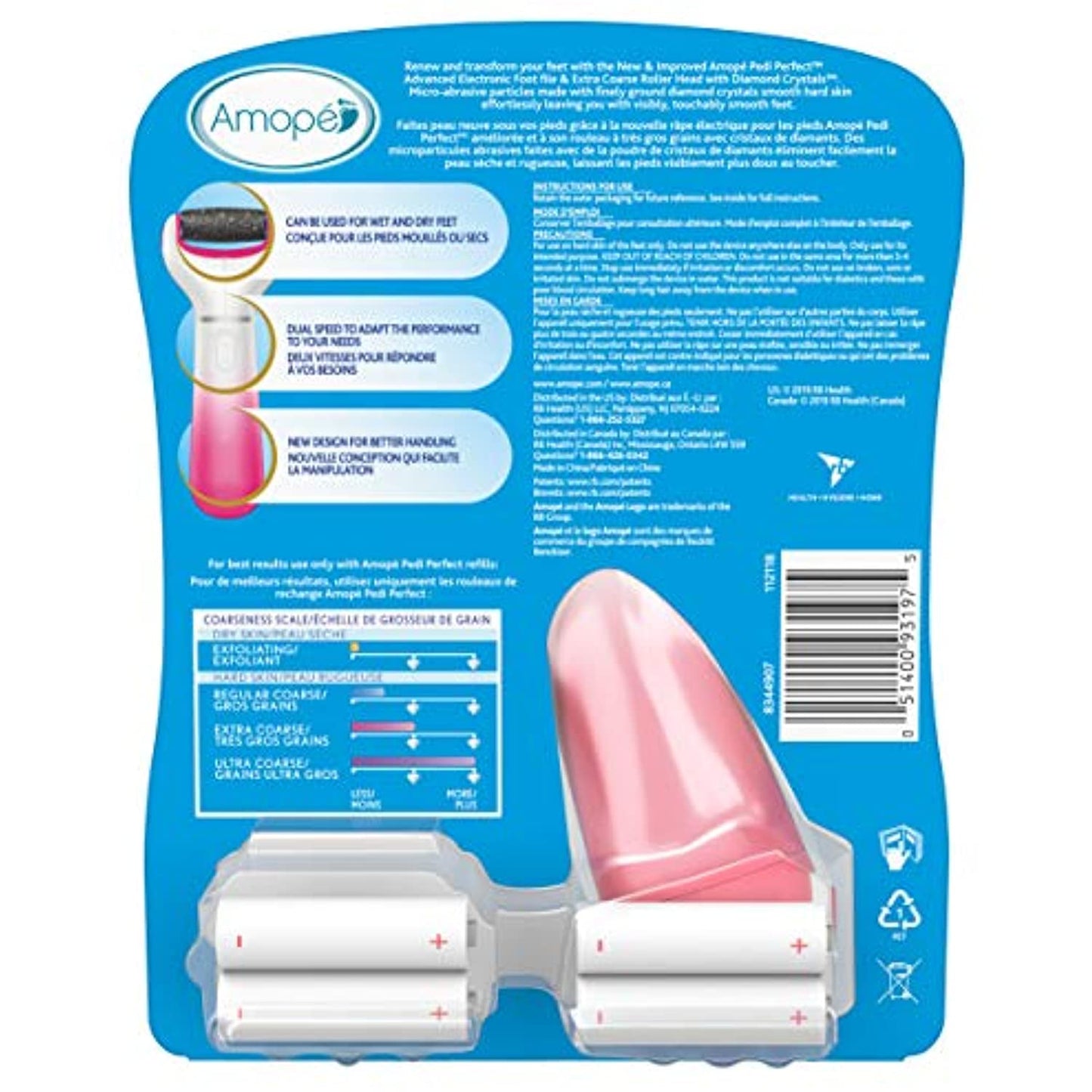 Amope Electronic Foot Filer Pedi Perfect With Avec Diamond Crystals, open box