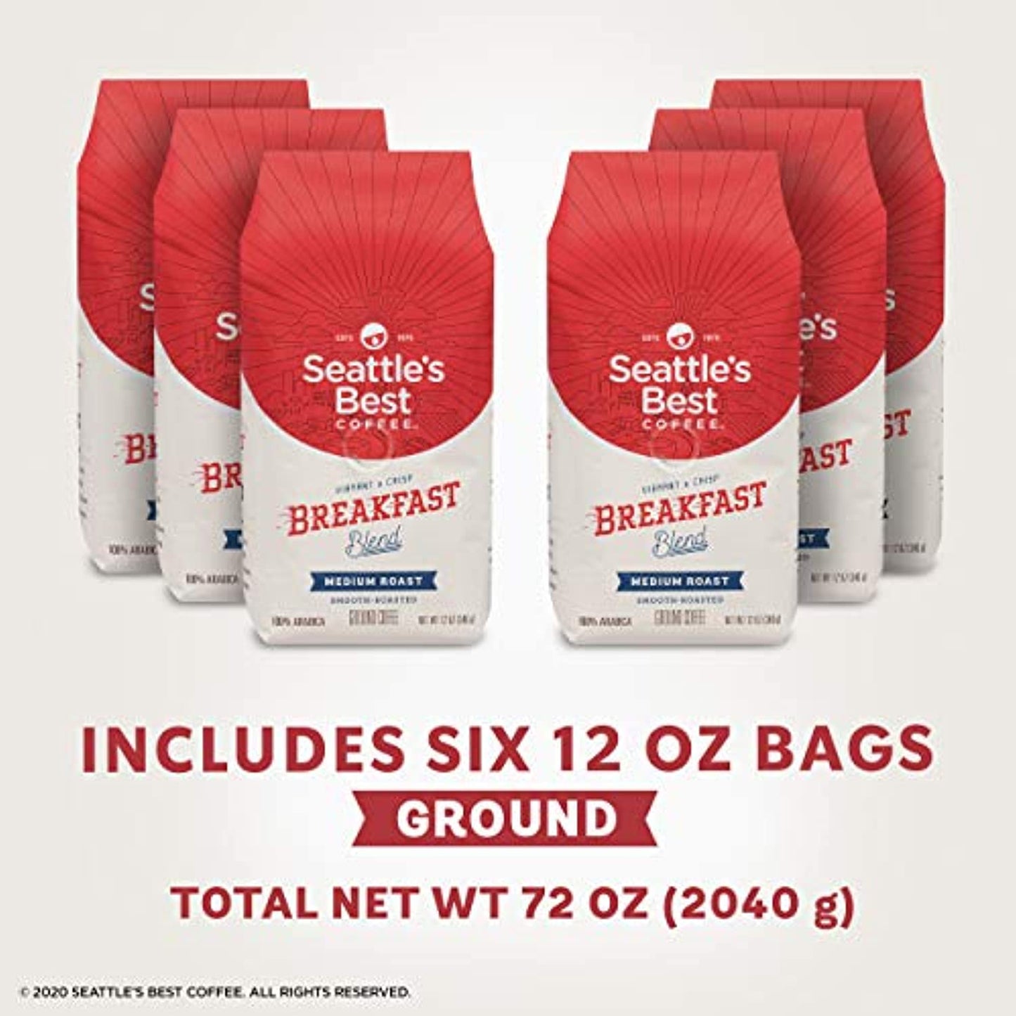 6 Pack Seattle's Best Breakfast Blend Ground Coffee 12oz Each Best Before 2/2021