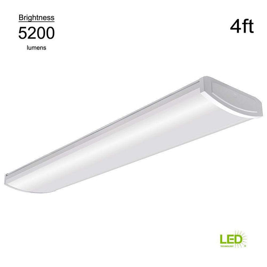 Commercial Electric 4 ft. White LED High Output Wrap Bright White CRACKED LENS