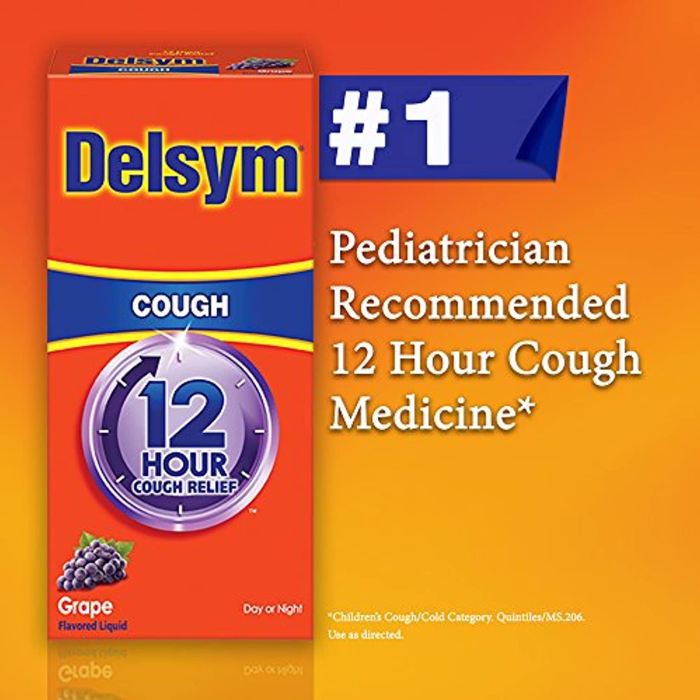 Delsym Adult 12 Hour Grape Cough Syrup, 3 Fl Oz (Pack of 2)