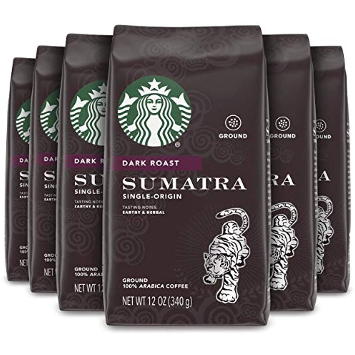 6 PACK Starbucks Sumatra Dark Roast Ground Coffee Best Before 10/2021